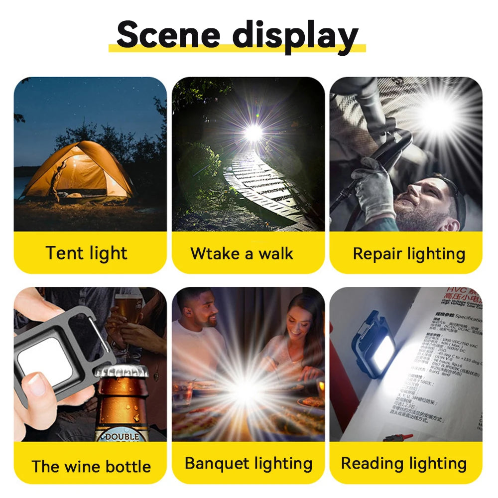 Mini LED-nyckelringsficklampa â USB-C-laddningsbar, 300 lumen, IPX7 vattentĂ€t