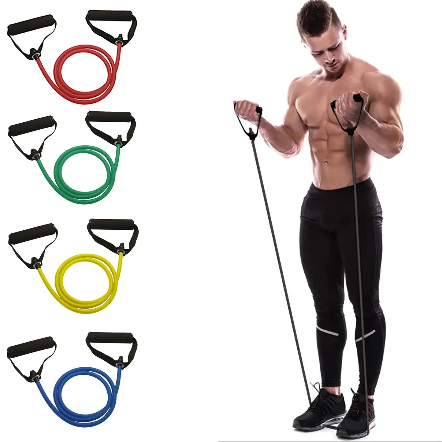 Motståndsband med handtag, träningsband, träningsband med handtag för män och kvinnor, styrketräningsutrustning för hemmabruk