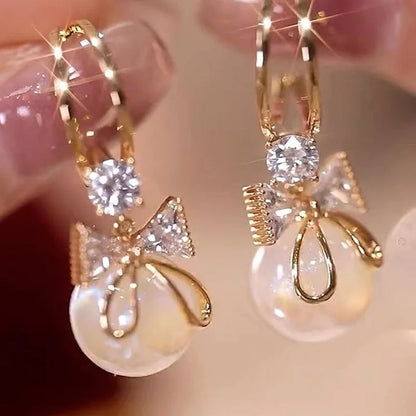 Diamond Pearl Geometric Earrings