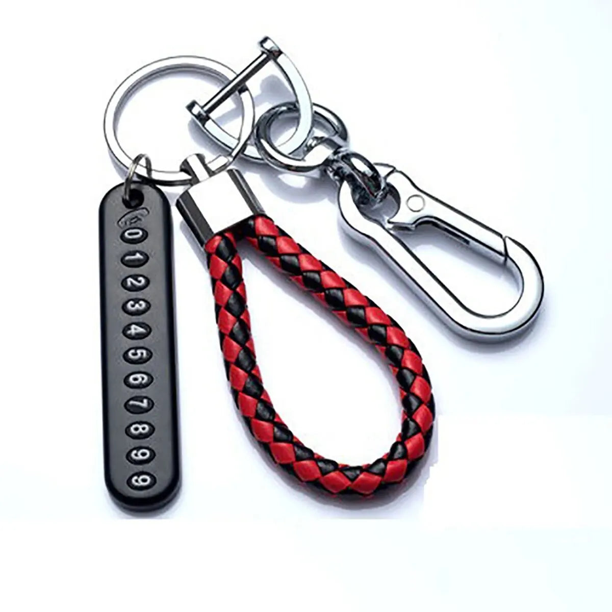 Ingemark Trendy DIY Mobile Phone Number Plate Pendant Keychain Men Punk Woven Leather Rope Anti-lost Car Key Chain Accessories