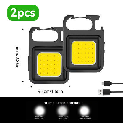 Mini LED Keychain Flashlight – USB-C Rechargeable, 300 Lumens, IPX7 Waterproof