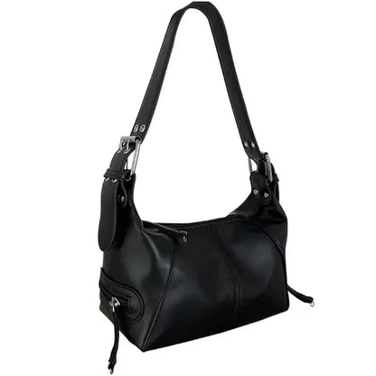 New women's armpit bag retro shoulder bag leather zipper handbag