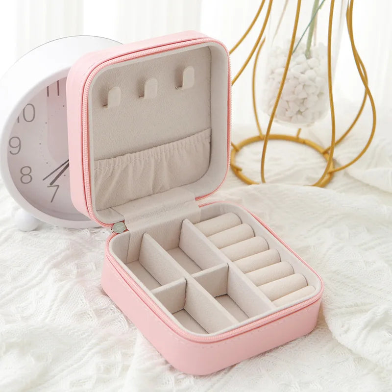 Simple Jewelry Box Wholesale Travel Portable Ring Necklace Earrings Studs Earrings Storage Box Jewelry Organizer