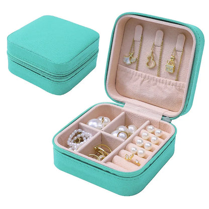 Simple Jewelry Box Wholesale Travel Portable Ring Necklace Earrings Studs Earrings Storage Box Jewelry Organizer