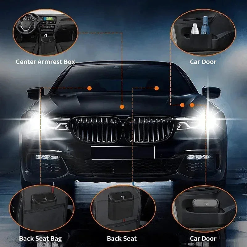 1PC Mini Car Trash Can Leak-Proof with Lid - Comes with 60/300 Disposable Bags for Vehicle Interior Waste Management