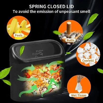 1PC Mini Car Trash Can Leak-Proof with Lid - Comes with 60/300 Disposable Bags for Vehicle Interior Waste Management