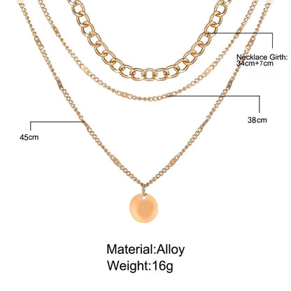 Multilayer Pendant Necklace on Neck Chain Women Crystal Zircon Heart Star Charm Layered Necklace Vintage Female Neck Jewelry Hot
