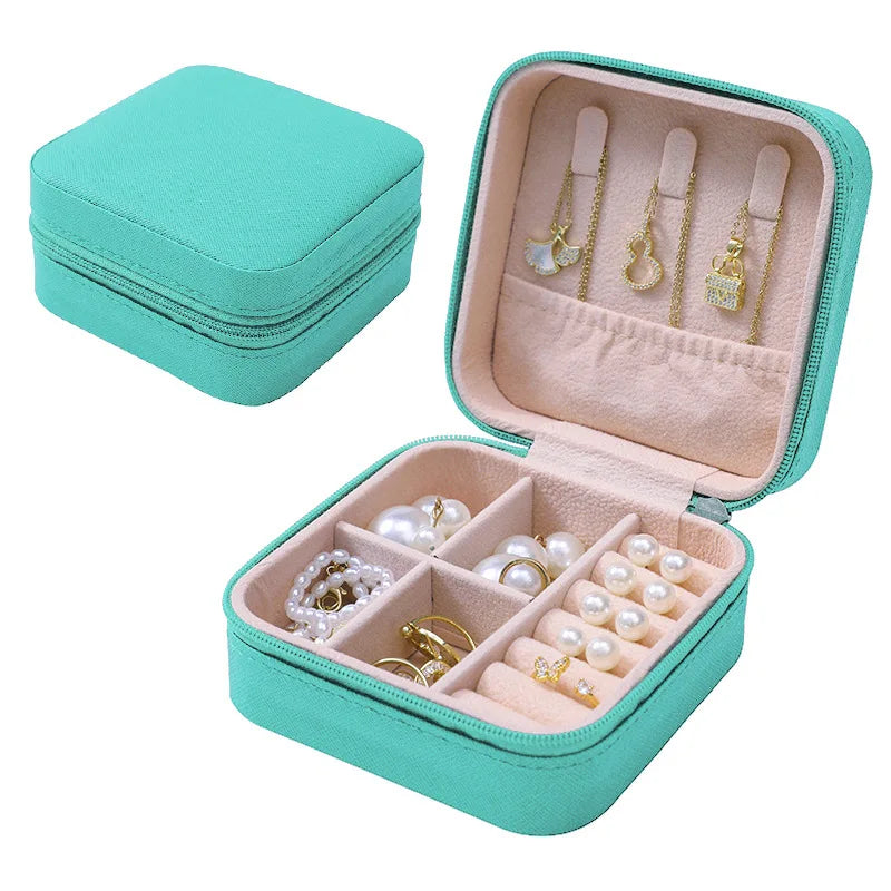 Simple Jewelry Box Wholesale Travel Portable Ring Necklace Earrings Studs Earrings Storage Box Jewelry Organizer
