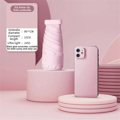 Miniparasoll i fickformat Vikbart vinylparaply UV-skyddande solskydd i fickformat Kapselparaply 01