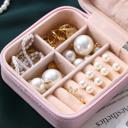 Simple Jewelry Box Wholesale Travel Portable Ring Necklace Earrings Studs Earrings Storage Box Jewelry Organizer