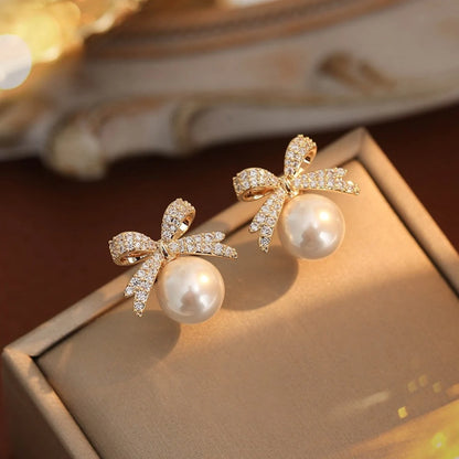 Diamond Pearl Geometric Earrings