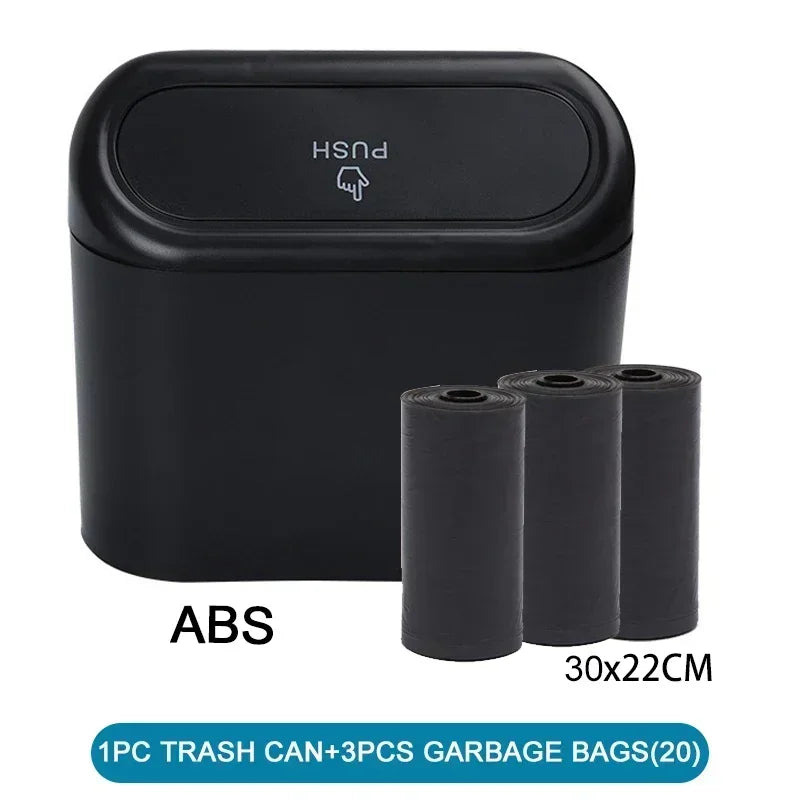 1PC Mini Car Trash Can Leak-Proof with Lid - Comes with 60/300 Disposable Bags for Vehicle Interior Waste Management