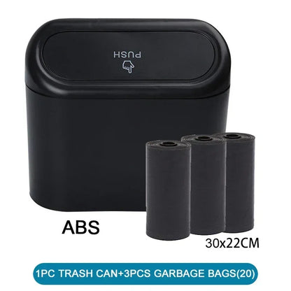 1PC Mini Car Trash Can Leak-Proof with Lid - Comes with 60/300 Disposable Bags for Vehicle Interior Waste Management