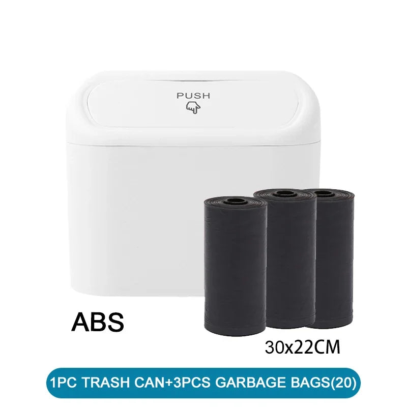 1PC Mini Car Trash Can Leak-Proof with Lid - Comes with 60/300 Disposable Bags for Vehicle Interior Waste Management