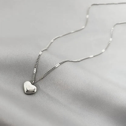 1pcs Gold-color Necklace Ms Simple Fashion Peach Heart Engraved Love Collarbone Chain Holiday Gifts