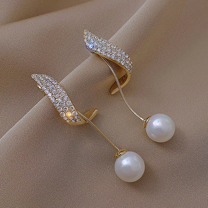 Diamond Pearl Geometric Earrings