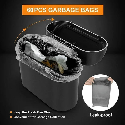 1Pcs Car Trash Can (with Lid) Contains 60 (300) Garbage Bags, Small Car Trash Can, Leak-proof Mini Car Accessories