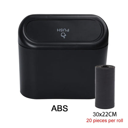 1PC Mini Car Trash Can Leak-Proof with Lid - Comes with 60/300 Disposable Bags for Vehicle Interior Waste Management
