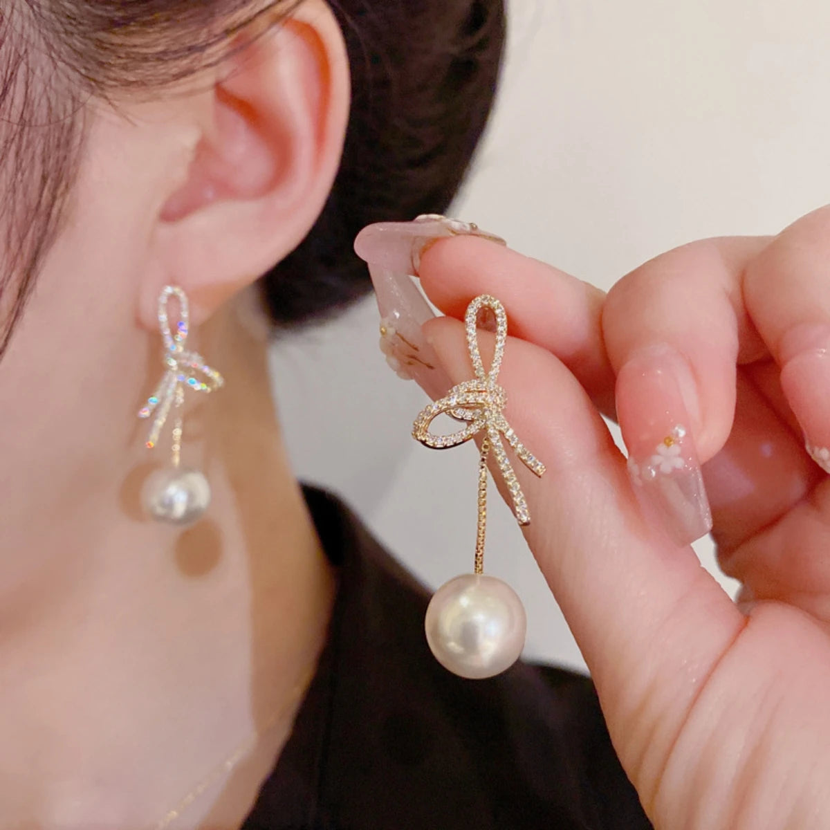 2 Pieces Of Women's Trendy And Elegant Pearl Tassel Earrings, Outdoor Travel, Carnival, Party, Holiday Dressing Gifts -4833