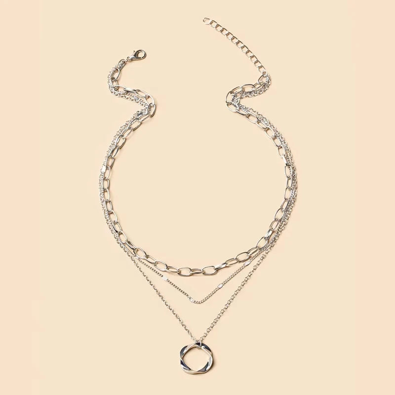 Multilayer Pendant Necklace on Neck Chain Women Crystal Zircon Heart Star Charm Layered Necklace Vintage Female Neck Jewelry Hot
