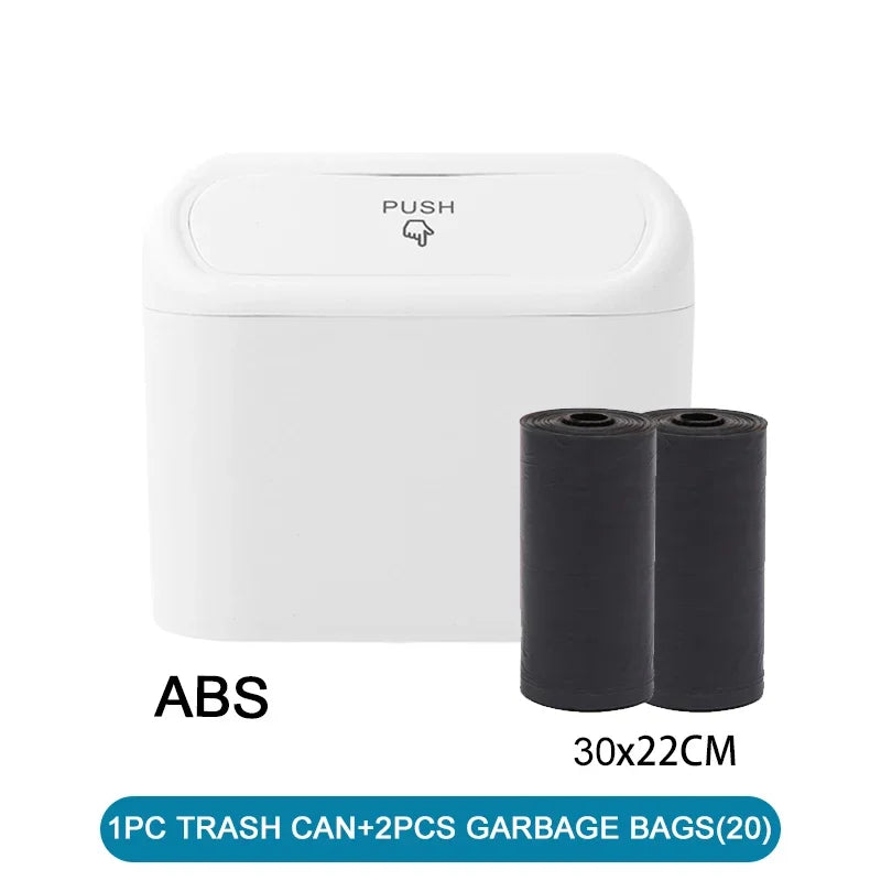 1PC Mini Car Trash Can Leak-Proof with Lid - Comes with 60/300 Disposable Bags for Vehicle Interior Waste Management