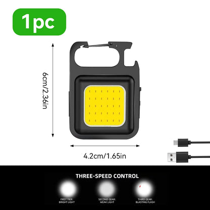 Mini LED-nyckelringsficklampa – USB-C-laddningsbar, 300 lumen, IPX7 vattentät