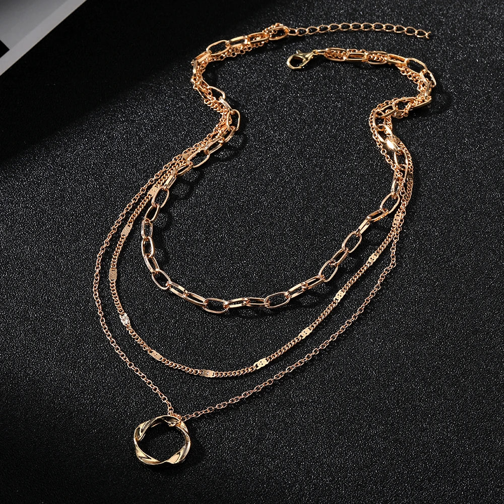 Gold Multi-Layer Chain Necklace
