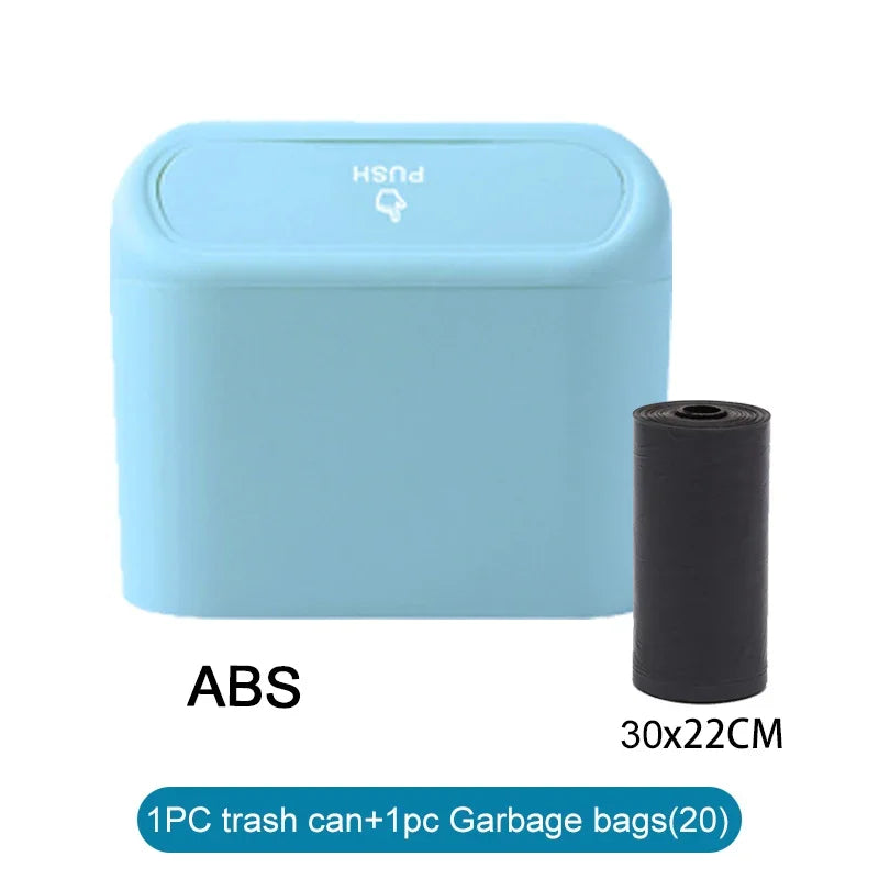 1PC Mini Car Trash Can Leak-Proof with Lid - Comes with 60/300 Disposable Bags for Vehicle Interior Waste Management