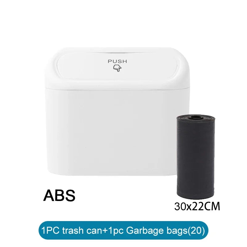 The covered car trash can contains 3 black garbage bags. The small car trash can is leak proof and miniature