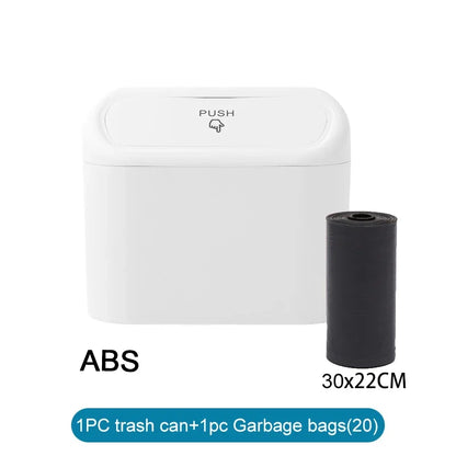 The covered car trash can contains 3 black garbage bags. The small car trash can is leak proof and miniature