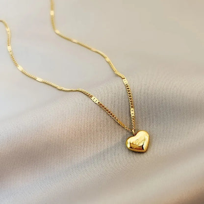 Gold Color Heart Shape Metal Pendant Korean Chain Necklace For Women Silver Color Lovely Women Ins Necklace Fashion Jewelry