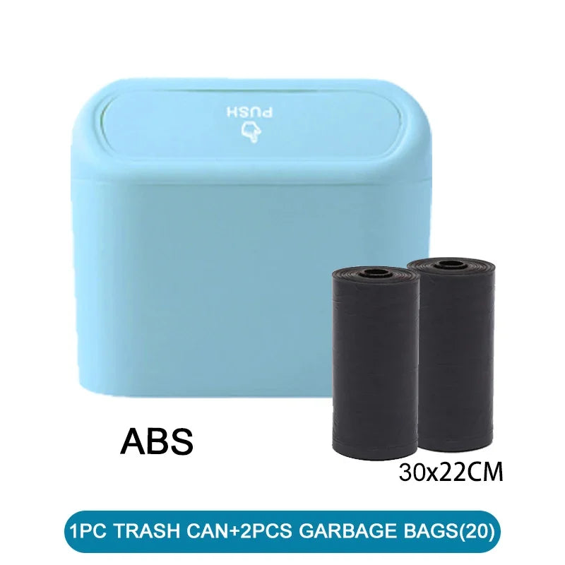 1PC Mini Car Trash Can Leak-Proof with Lid - Comes with 60/300 Disposable Bags for Vehicle Interior Waste Management